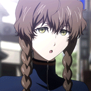 Anime-style forum avatar featuring a close-up of a Steins;Gate character with braided hair and expressive green eyes against a blurred background.