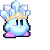 Pixel-art Kirby (video game) in icy blue with a crystal tiara, used as a forum avatar/pfp.