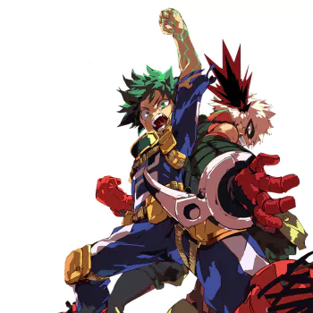 Anime-style forum avatar featuring Katsuki Bakugou and Izuku Midoriya from My Hero Academia in dynamic battle poses.