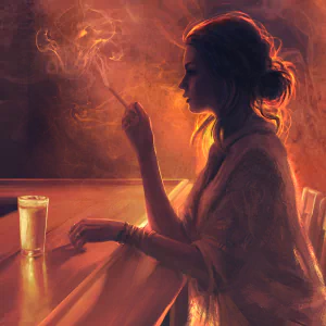  Painting of a Woman Alone in a Bar by Mandy Jurgens