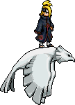 Anime-style image of a Naruto character standing on a white clay bird, tagged as an anime forum avatar/profile photo.