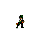 Anime-style One Piece avatar featuring Usopp aiming his slingshot, set against a black background in a pixel art style.