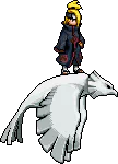 Anime-style image of a Naruto character standing on a white clay bird, tagged as an anime forum avatar/profile photo.