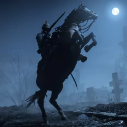 moon cross cemetery night horse soldier Battlefield 1 video game PFP