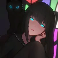 blue eyes black cat Anime Original black anime anime cat PFP