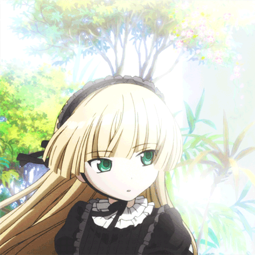 Anime avatar featuring Victorique de Blois from the series Gosick. She has long blonde hair, green eyes, and wears a gothic dress, with a lush garden setting in the background.