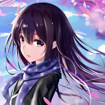 purple eyes scarf long hair purple hair blossom Yukino Yukinoshita Anime My Teen Romantic Comedy SNAFU PFP