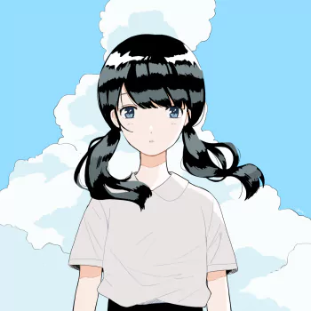 black eyes sky cloud black hair Anime Original Sky Anime PFP