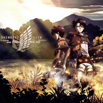 Forum avatar of Attack on Titan anime showing Levi Ackerman and Eren Yeager in Survey Corps uniforms standing back-to-back against a golden sunset landscape.