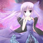 Anime-style original artwork of a girl with long lavender hair and purple dress, set against a starry, cosmic background, often used as a forum avatar or profile photo.
