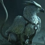 A fantasy-themed avatar featuring a majestic griffin with detailed feathers and a powerful stance against a dark, misty background.