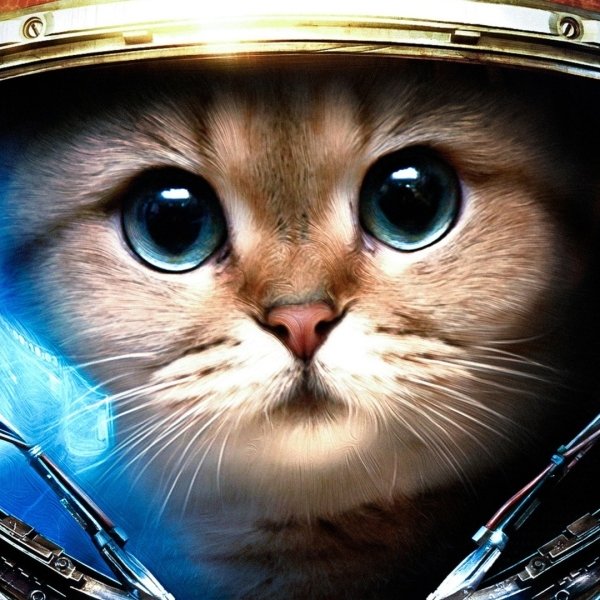 Forum avatar/profile photo: close-up of an animal — a wide-eyed cat in a reflective space helmet with blue highlights.