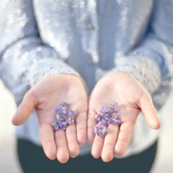  Lilac Flowers in Hands by Antonina Bukowska