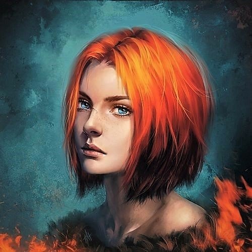 Download Blue Eyes Red Hair Redhead Fantasy Woman PFP