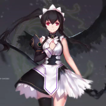 black hair red eyes dress Anime Pixiv Fantasia T PFP