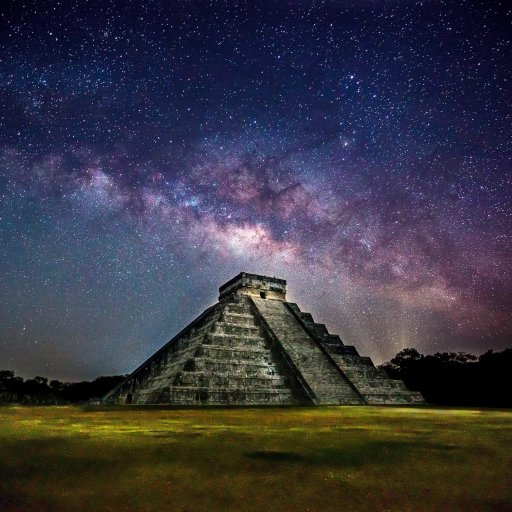 Profile avatar of Chichén Itzá pyramid in Yucatán, Mexico under the Milky Way — an ancient man-made temple beneath a vivid starry sky.