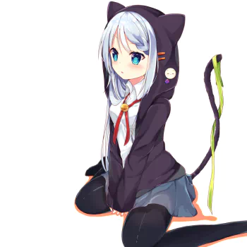 thigh highs school uniform schoolgirl nekomimi hoodie white hair Anime Original PFP
