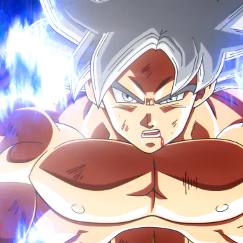 Forum avatar of Goku (Dragon Ball Super) in Ultra Instinct, silver hair and glowing blue-white aura, with a fierce, focused expression.