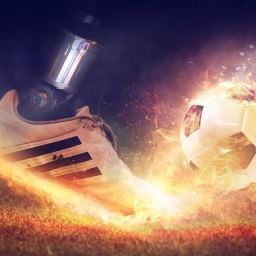 Soccer Boot and Soccer Ball on Fire by Jonny Lindner