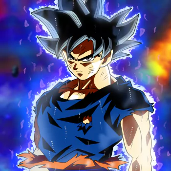 Goku from Dragon Ball Super with spiky silver hair and intense blue aura, depicted as a vibrant anime forum avatar.