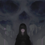 Download Skull Purple Eyes Black Hair Long Hair Anime Original PFP