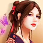 purple eyes oriental butterfly geisha fantasy woman PFP