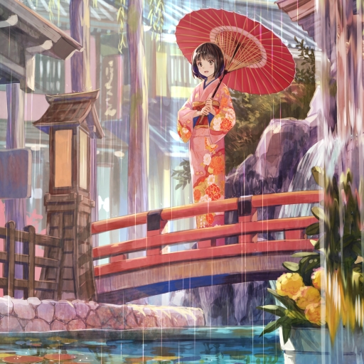 Anime Girl with Parasol by Fuji Choko