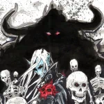 A dark fantasy forum avatar featuring a menacing demon silhouette with glowing red eyes, surrounded by skeletons, embodying an artistic and eerie aesthetic.