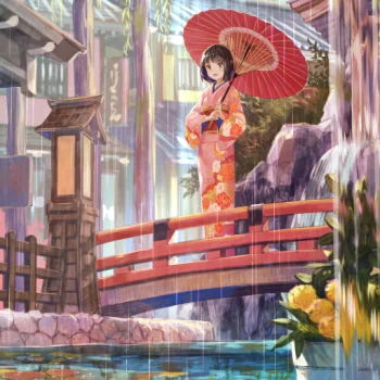 Anime Girl with Parasol by Fuji Choko