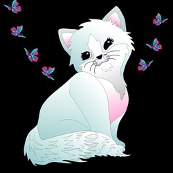 Cute White Cat by 586300