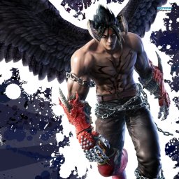 Tekken video game forum avatar/pfp: winged, shirtless demonic fighter with chains and red clawed arms in a dark, high-contrast profile image.
