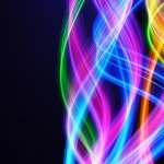 Abstract light avatar: swirling neon ribbons in blue, pink, green and purple against a dark background, designed as a forum profile image.