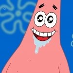A cheerful image of Patrick Star from SpongeBob SquarePants, with drool on his chin and a joyful expression, used as a forum avatar/profile photo.