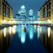 Canary Wharf In London England by Mark Towning