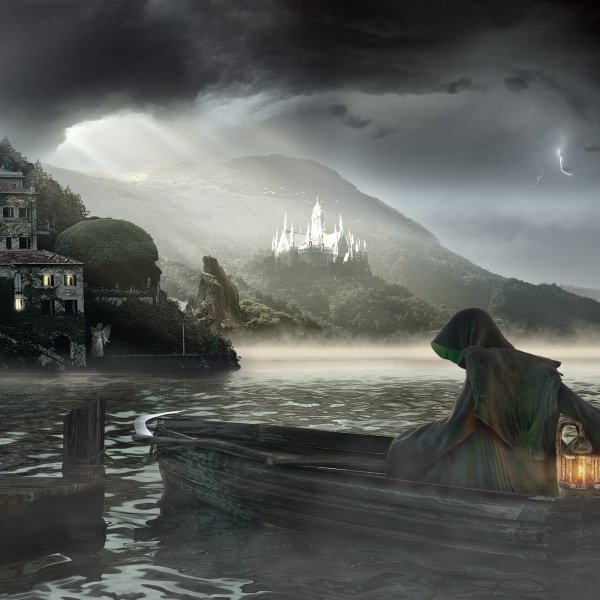 Download Lake Dark Boat House Night Grim Reaper  PFP by Dragos Jieanu