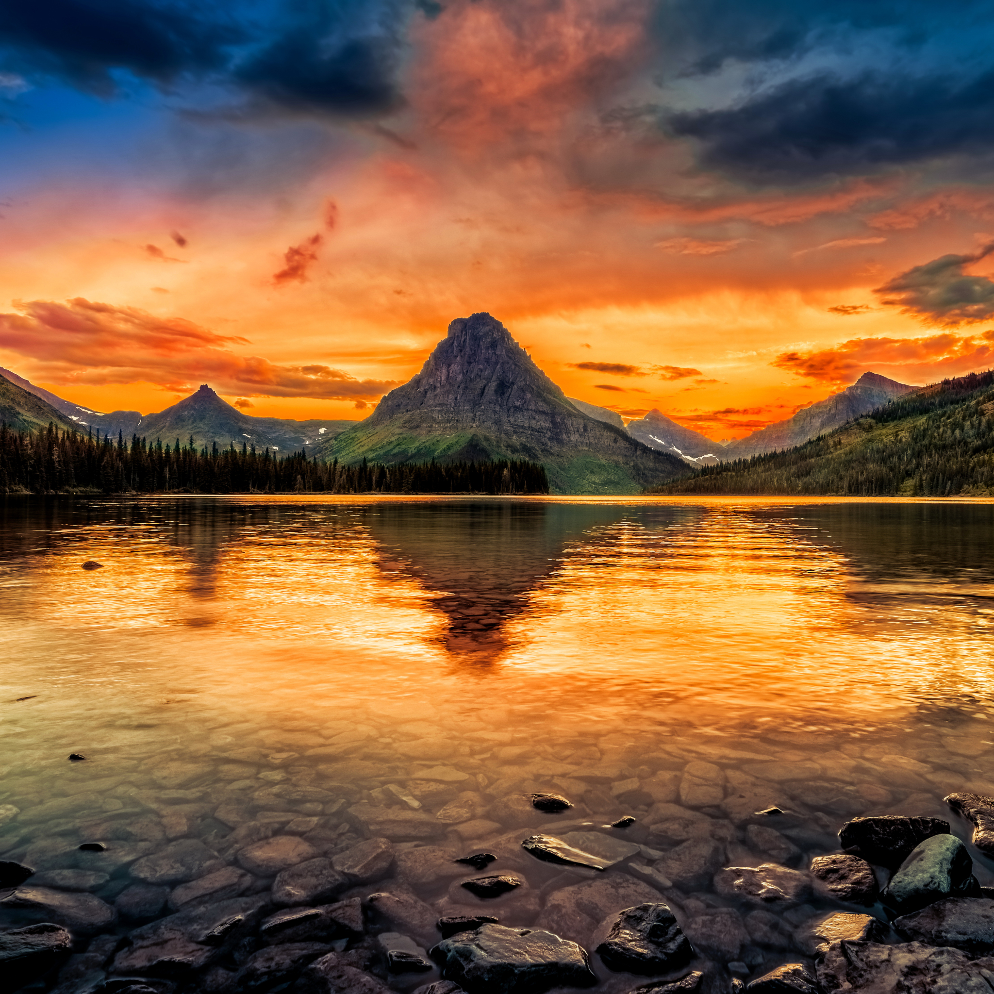 Download Landscape Reflection Nature Sunset Mountain Glacier National ...