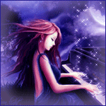 A beautiful woman with flowing hair plays the piano under a starry sky, featured in a forum avatar/profile photo.