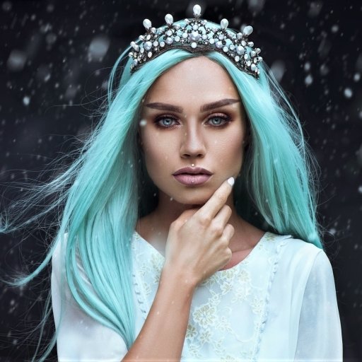 Download Blue Eyes Blue Hair Hair Crown Woman Model PFP