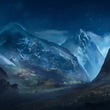 peak night village valley mountain landscape artistic PFP