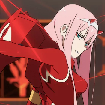 Darling in the FranXX green eyes pink hair horns Zero Two (Darling in the FranXX) Anime PFP