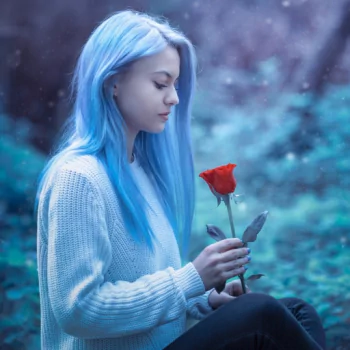 red rose blue hair mood model woman PFP