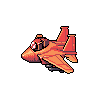 Pixel art of a vibrant orange jet aircraft from the video game Advance Wars, designed for use as a forum avatar or profile photo.