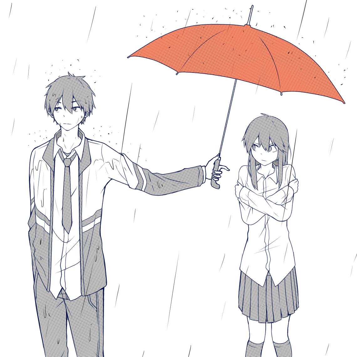 Пара под зонтом рисунок для срисовки