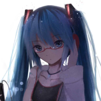 glasses blue eyes blue hair twintails Hatsune Miku Anime Vocaloid PFP