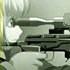 Anime character from Gunslinger Girl aiming a sniper rifle, showcasing a focused expression and weaponry expertise in this profile photo.