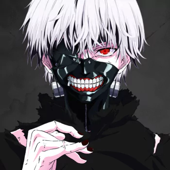 teeth mask red eyes white hair Tokyo Ghoul Ken Kaneki Anime PFP