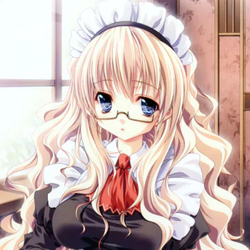blue eyes apron maid glasses blonde long hair Anime Original PFP