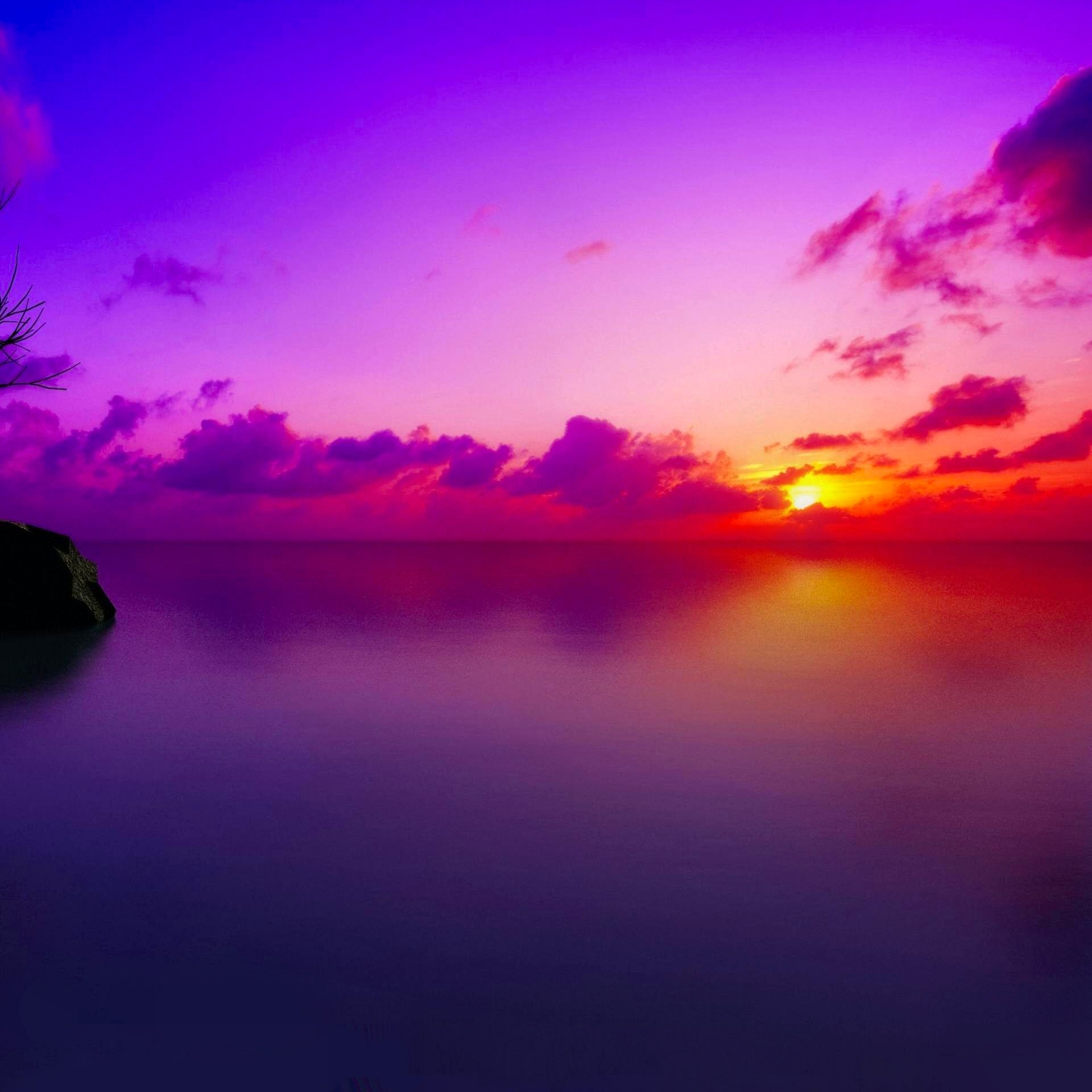 Download Purple Cloud Sky Horizon Sunset Nature PFP