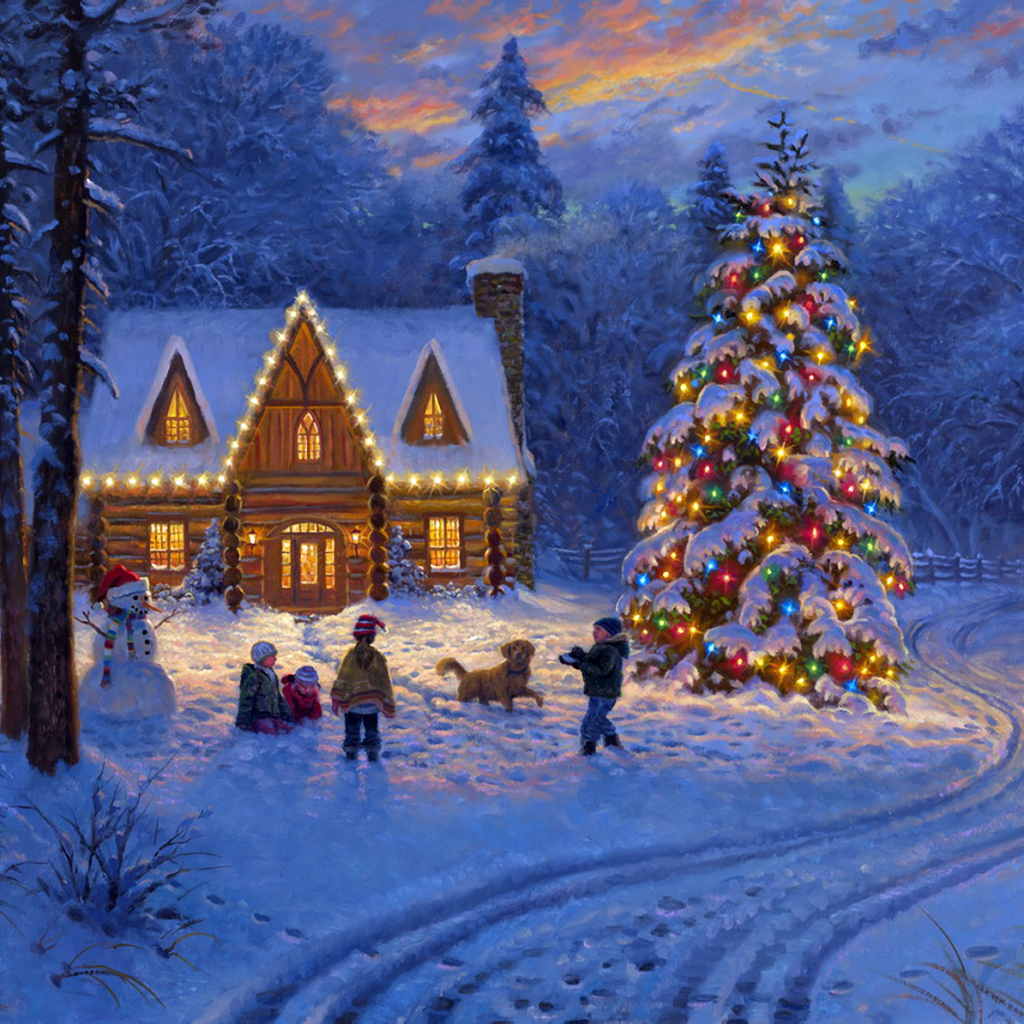 Download Child Snowman Light Christmas Tree House Snow Christmas Holiday PFP