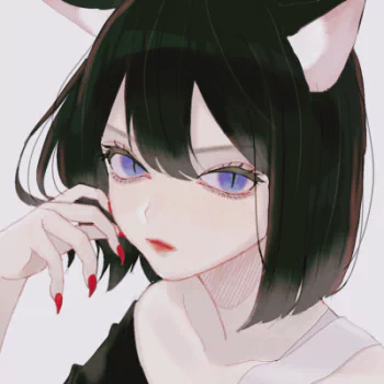 tail blue eyes bandage black hair short hair cat girl Anime Original PFP